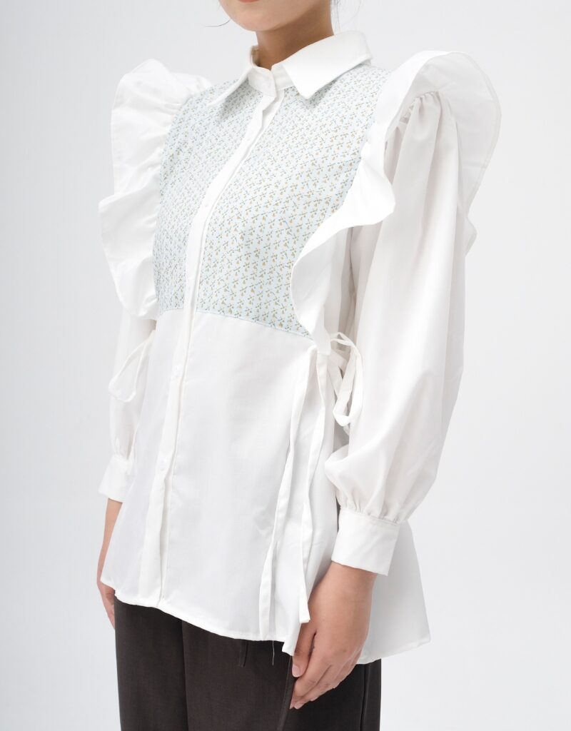 SHOPATALEEN - Jema Flower Ruffle Long Shirt