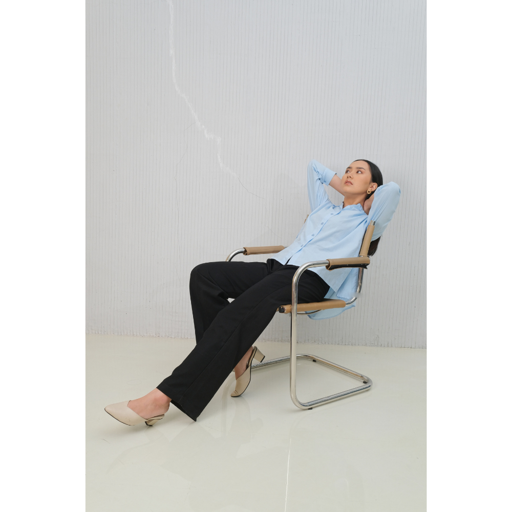 NONA THE LABEL X SHOPATALEEN - Kemeja Wanita Lengan Panjang Polos Blouse - Image 3