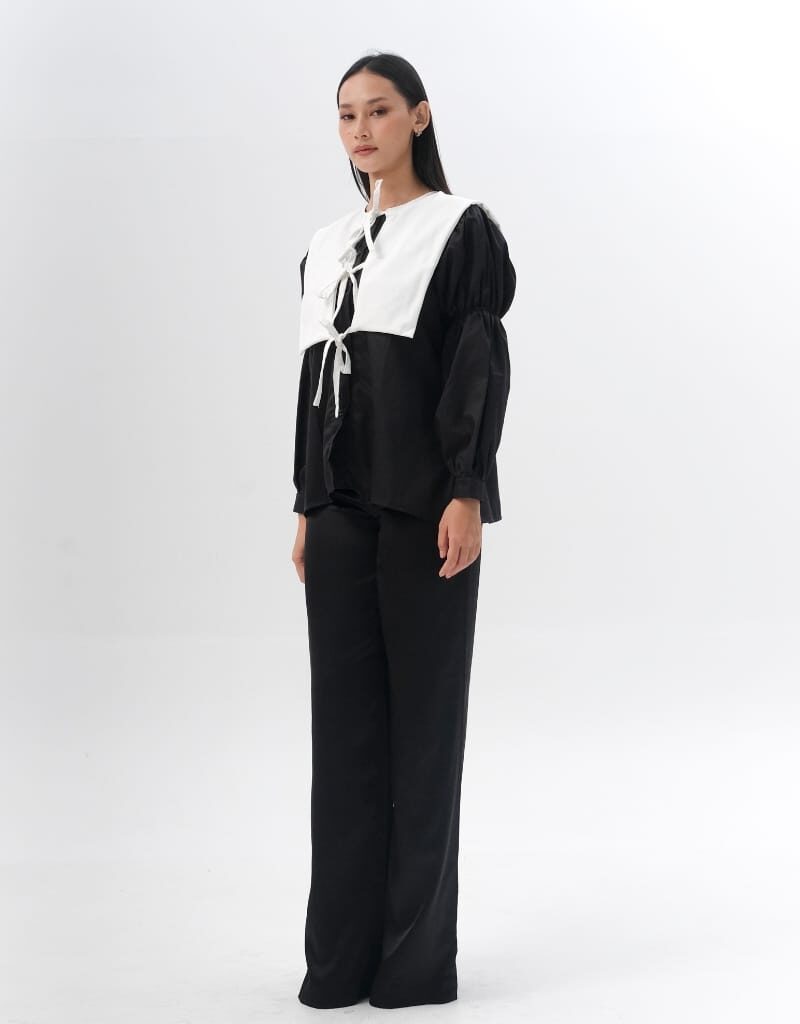 Alternative view of SHOPATALEEN - Kaina Black Puffy Look With Ribbon Shirt